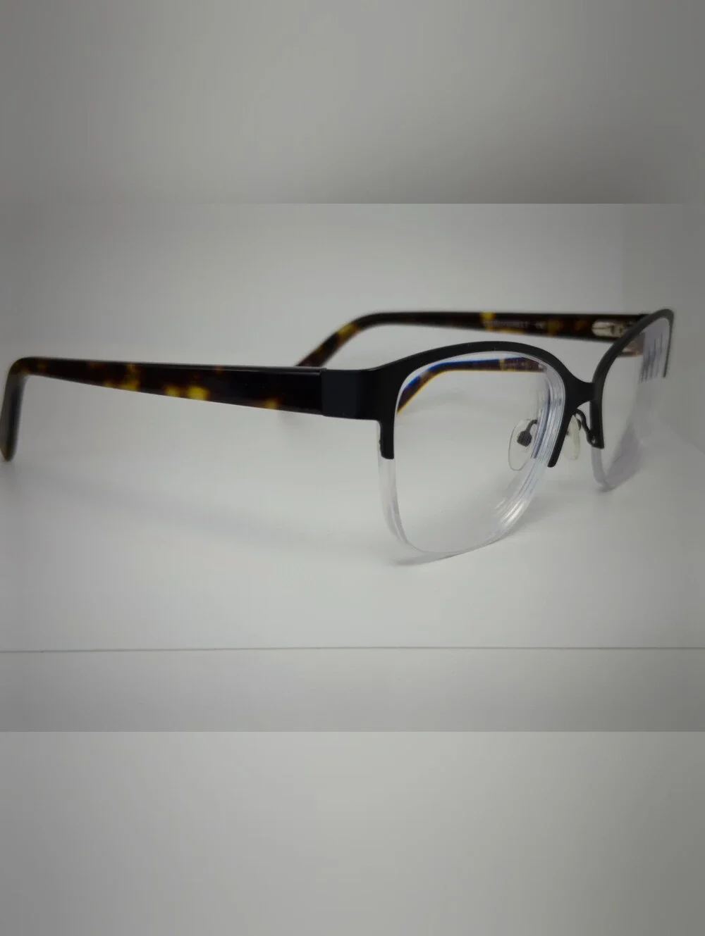 Feline. Black Semi-Rimless Women's Metal Eyeglass Frames.